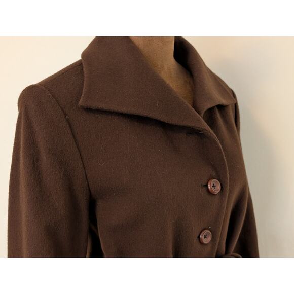 90s ZLM Chocolate Brown Wool Rabbit Hair Blend Long Coat Fits Medium - Picture 4 of 11